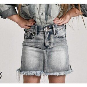 New One Teaspoon Antique High Waist Mini Skirt Girls 6-7 Blue 2020